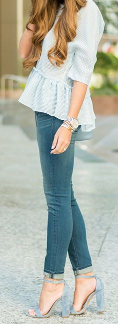 Blue Peplum Top