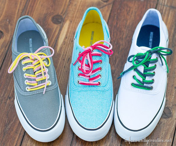 DIY upcycled teeshirt shoe laces