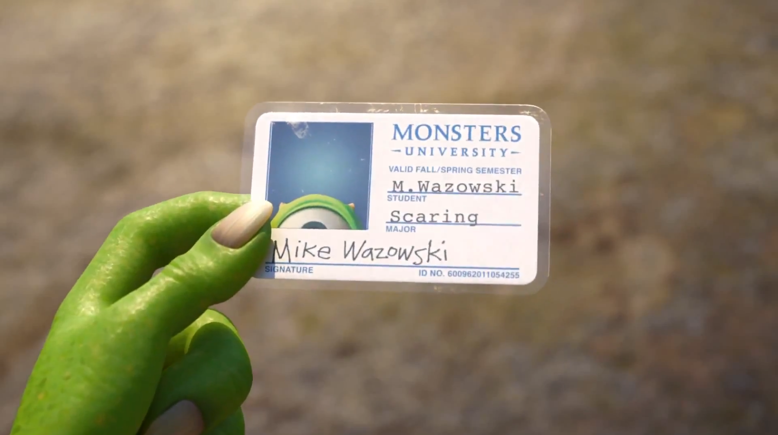 Pixar Post – Monsters University ID Card