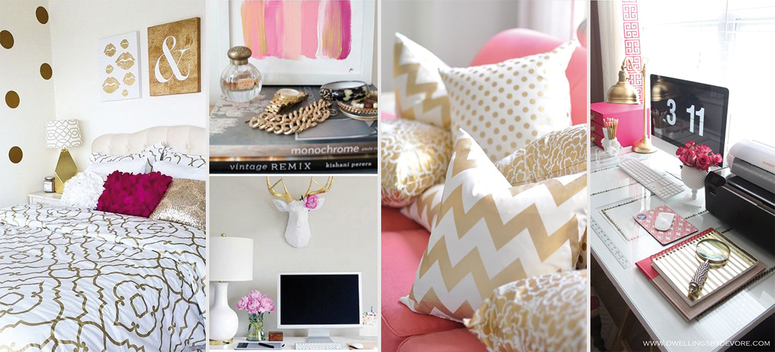 12 ideas fantásticas para decorar tu casa con rosa y dorado