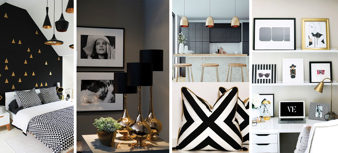 10 increíbles ideas de decoración usando negro y dorado