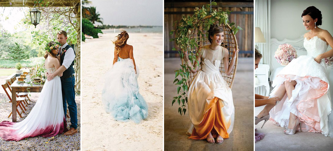 10 vestidos de novia con un toque colorido que te encantarán