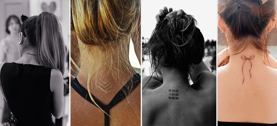 12 increíbles tatuajes en el cuello para amar traer el cabello recogido