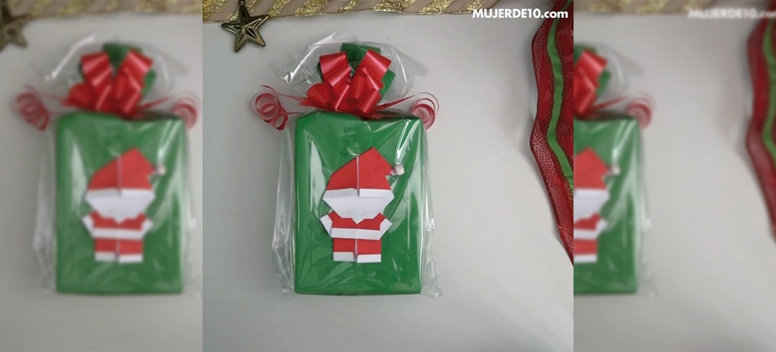 Decora tus regalos con un Santa hecho de papel