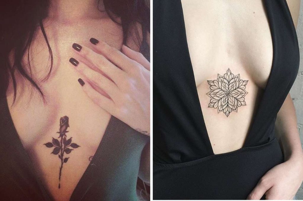 Ideas de tatuajes para escote pronunciado