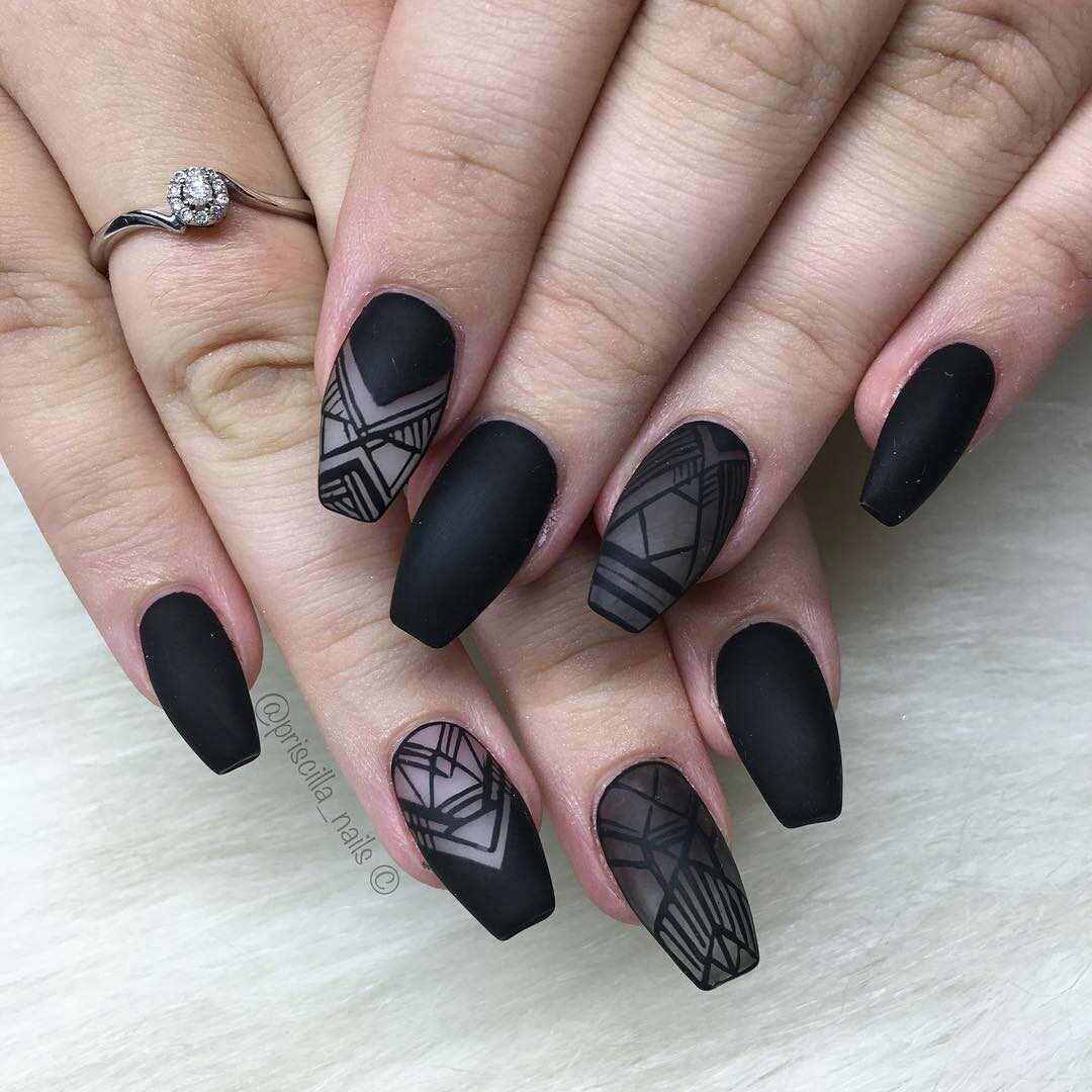 diseños de uñas negras