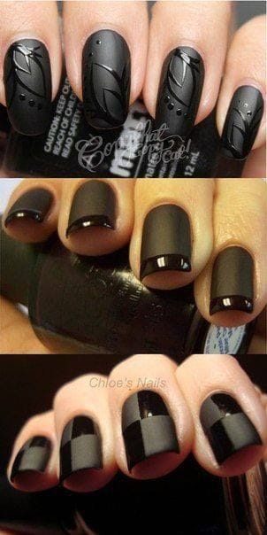 diseños de uñas negras