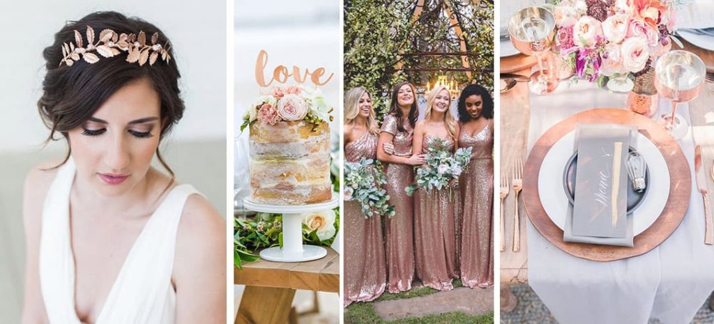 10 ideas para agregar el oro rosa en tu boda
