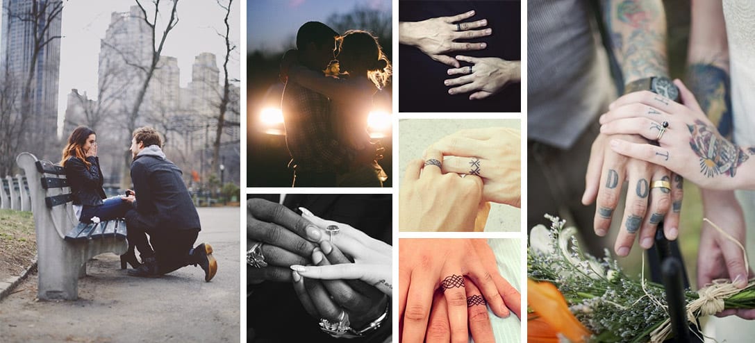 10 hermosos tatuajes de anillos de compromiso para que te den el sí para toda la vida