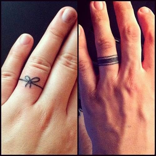 tatuajes de anillos de compromiso moñito