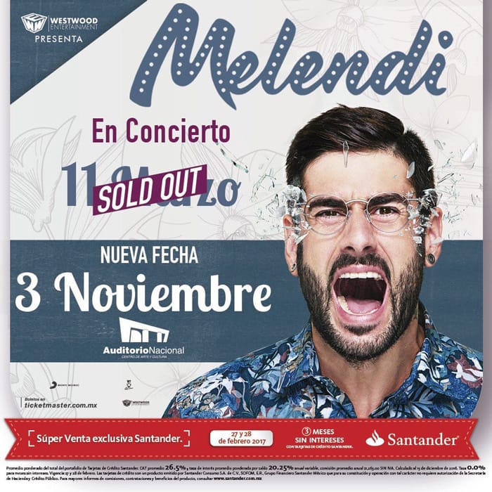 Llévate unos boletos para Melendi el 3 de Noviembre 0