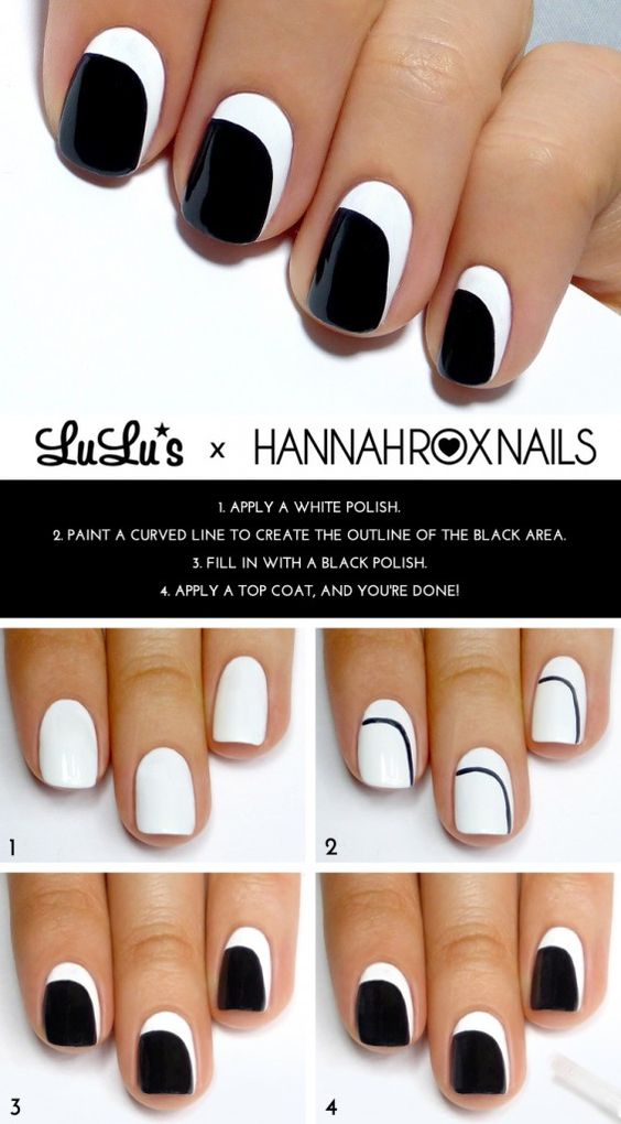 10 diseños de uñas minimalistas en blanco y negro que amarás 7