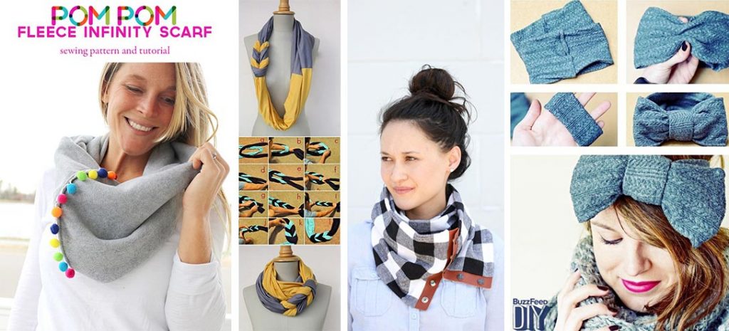 10 formas sencillas de hacer bufandas y diademas para invierno