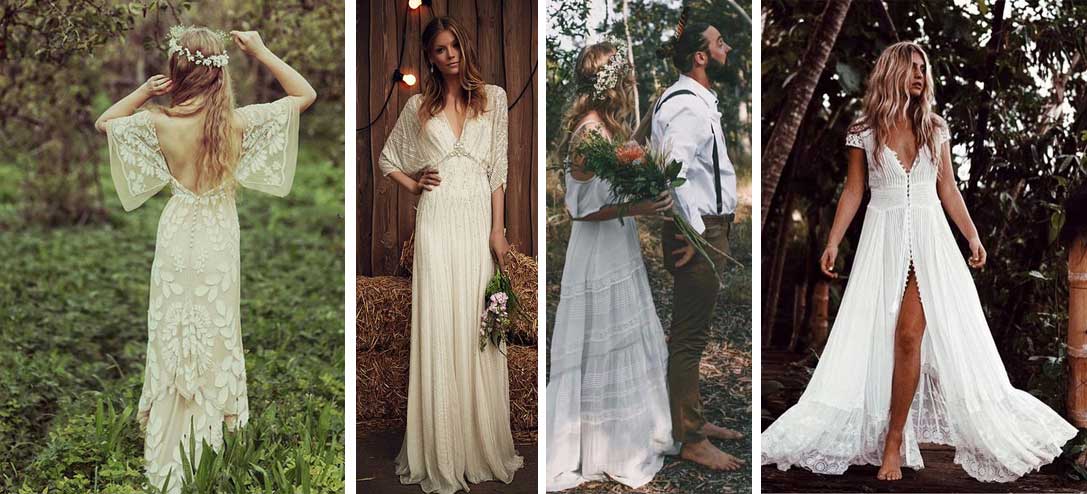 10 vestidos de novia hippie ideales para usar en el 2018