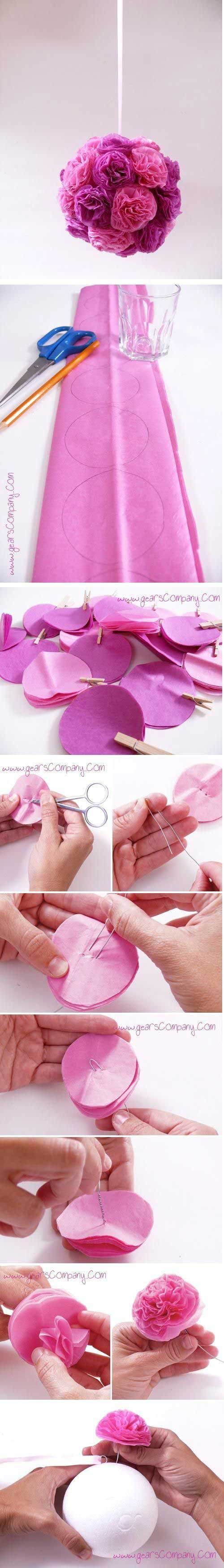 tutorial flores de papel colgante