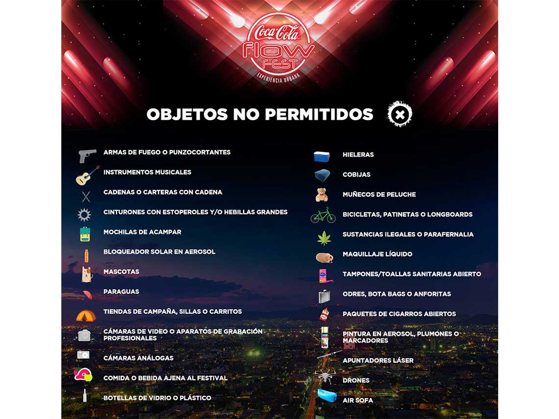 Coca Cola Flow Fest 2018 objetos no permitidos