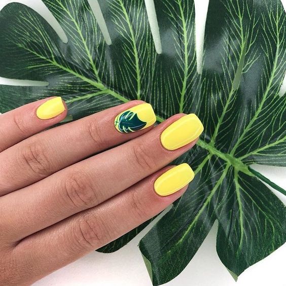 unas gelish hoja tropical neon