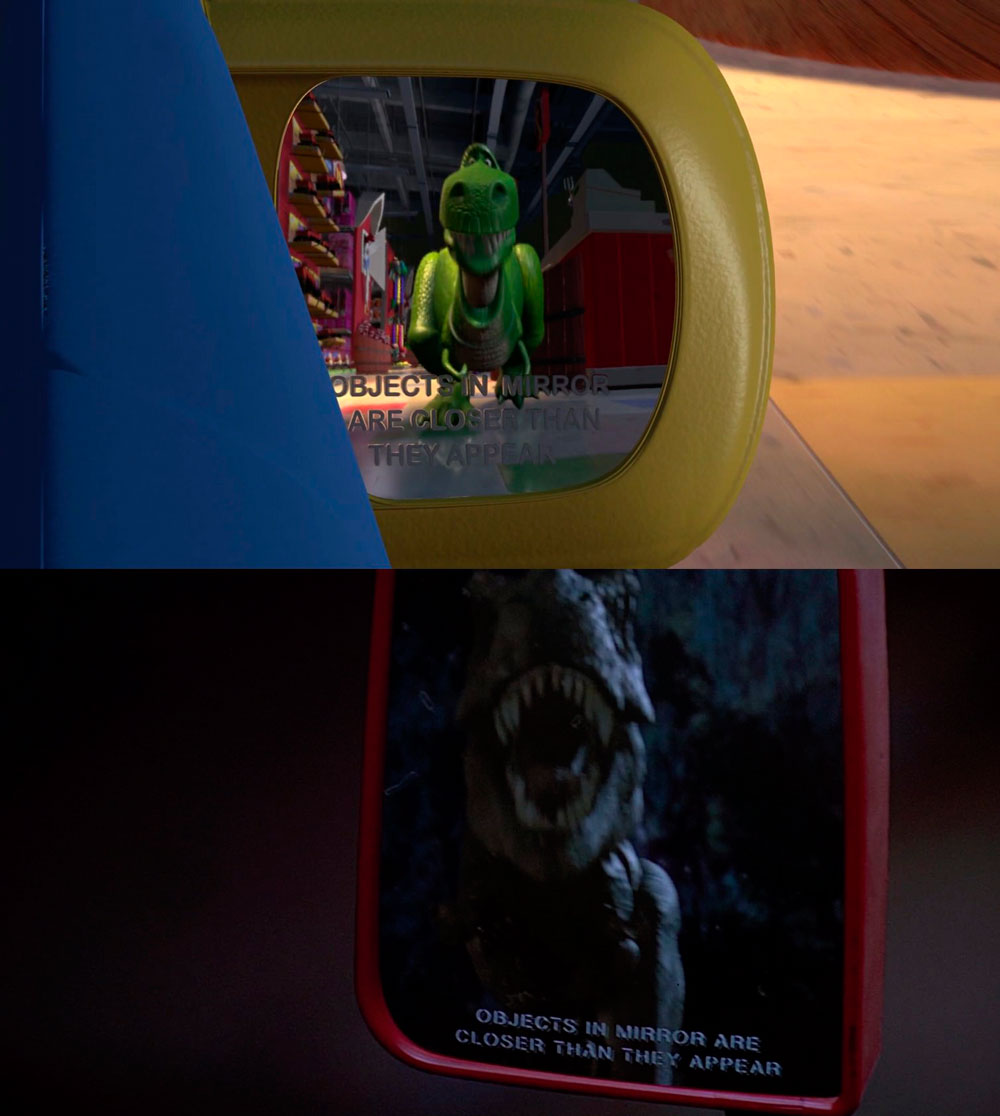 rex dinosaurio de jurassic park en toy story