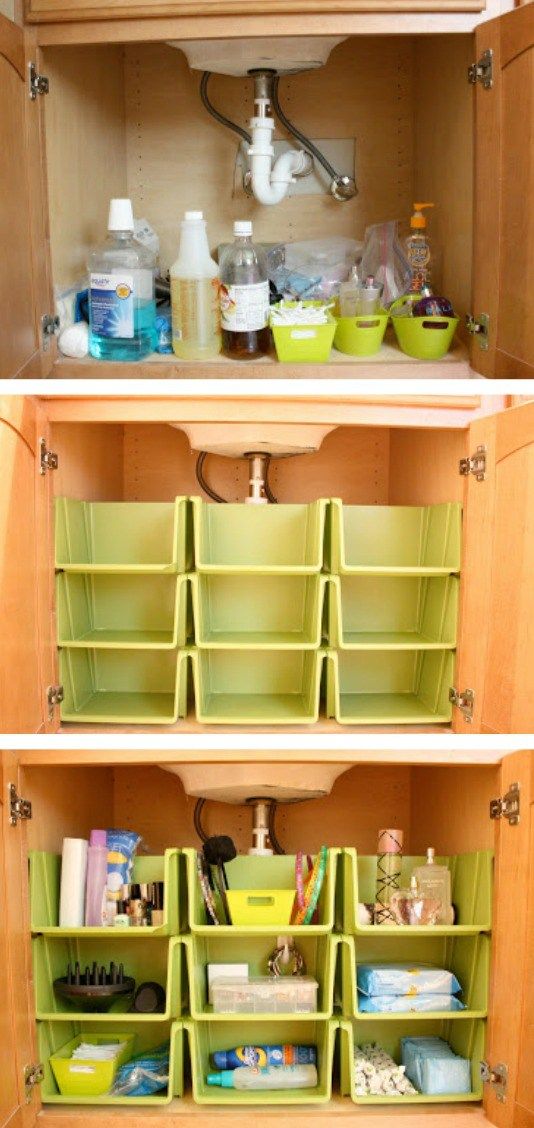 lavabo organizado con cajas