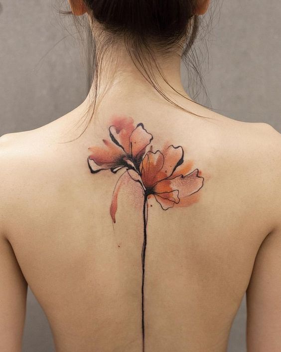 tatuajes de flores en acuarela