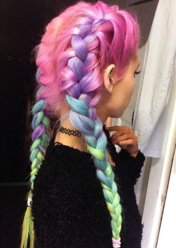 trenza arcoiris fluorescente