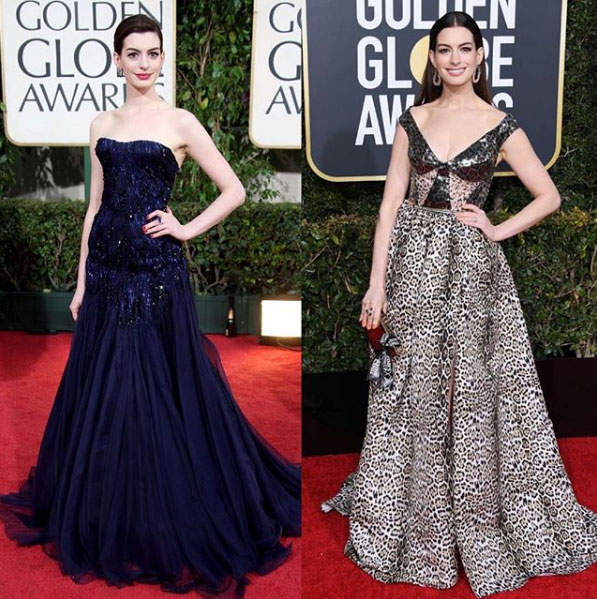 anne hathaway en los golden globes