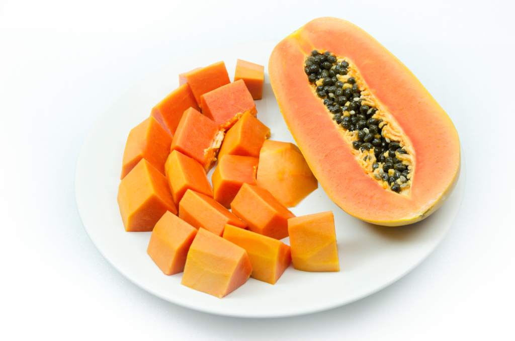 mascarilla de papaya en trozos