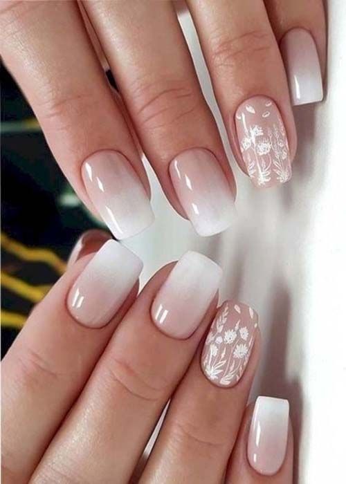 diseño de uñas para novias degradado en blanco