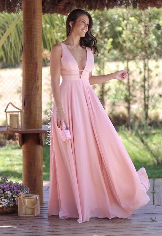 vestido de fiesta color rosa claro