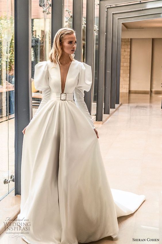 vestido de novia con manga globo