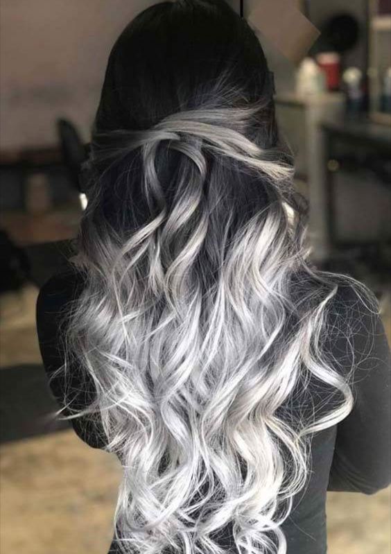 balayage frio de negro a gris