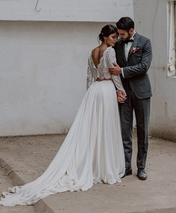 vestidos de dos piezas para novias