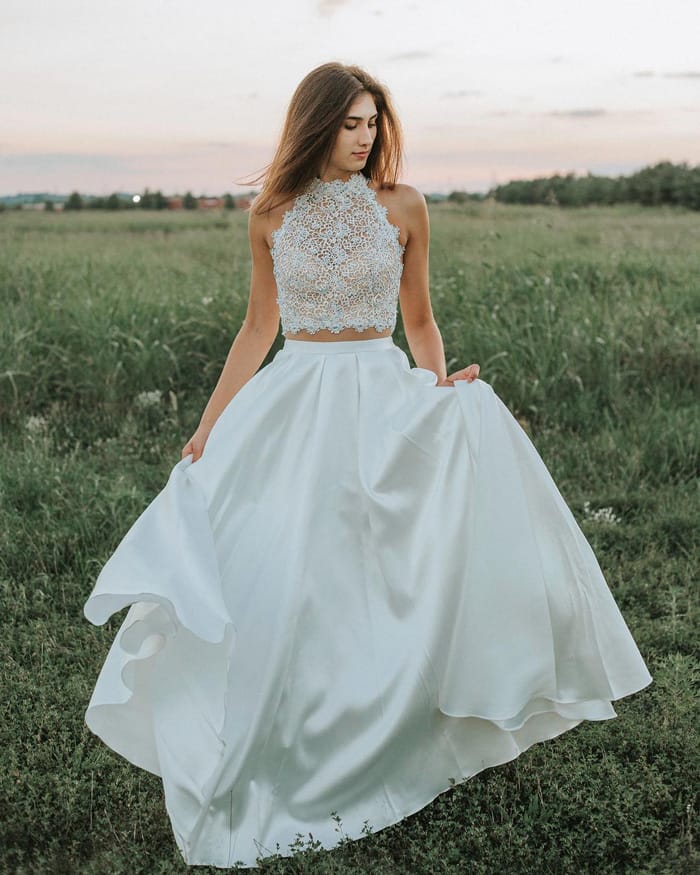 vestidos de dos piezas para novias