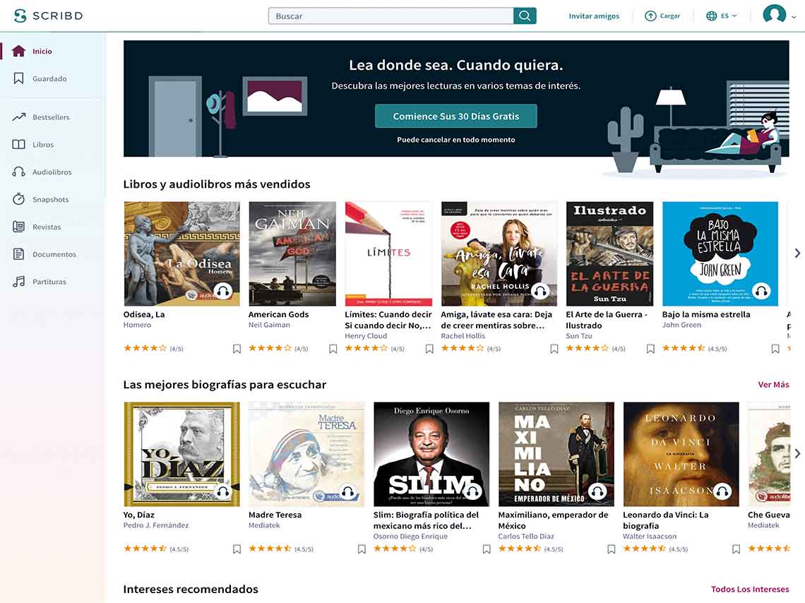 Scribd la plataforma con audiolibros, libros