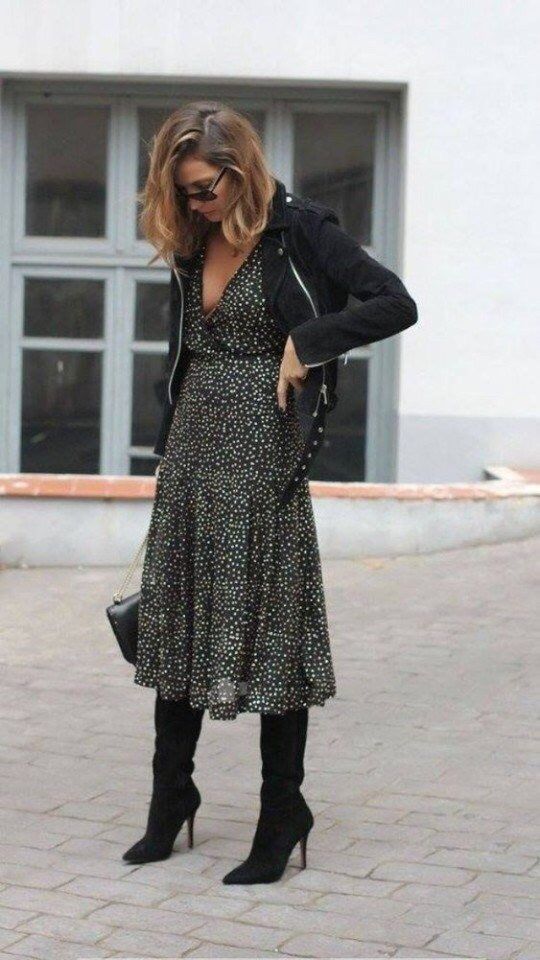 vestido puntitos con botas