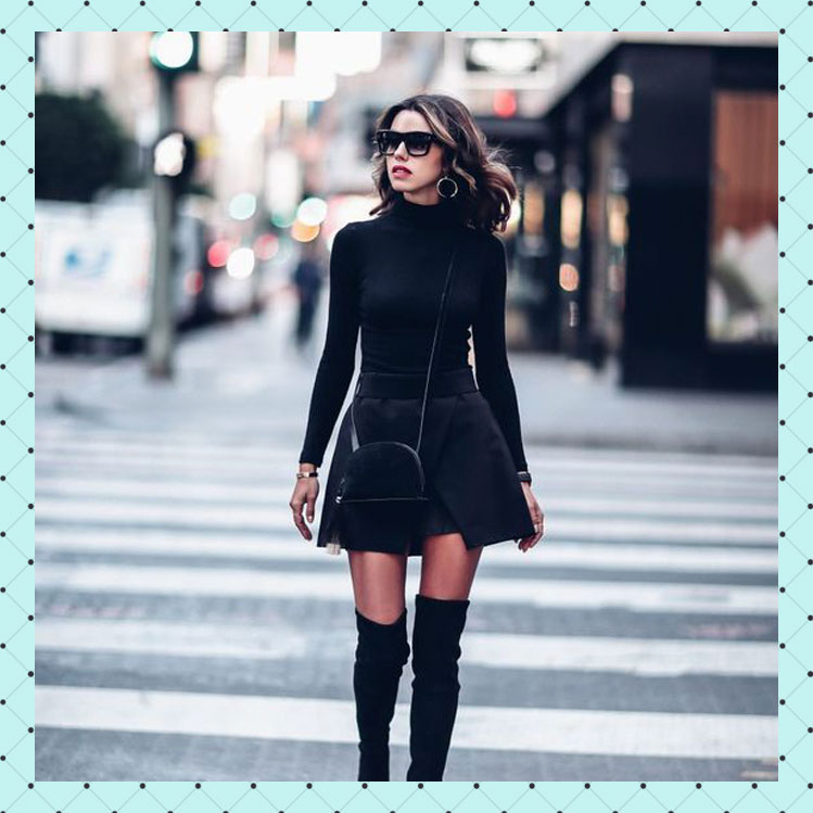 10 formas elegantes de usar vestido negro en invierno