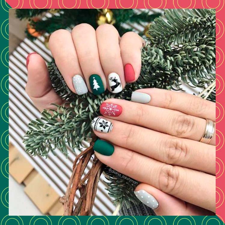 10 diseños navideños de uñas fáciles perfectos para ir a trabajar