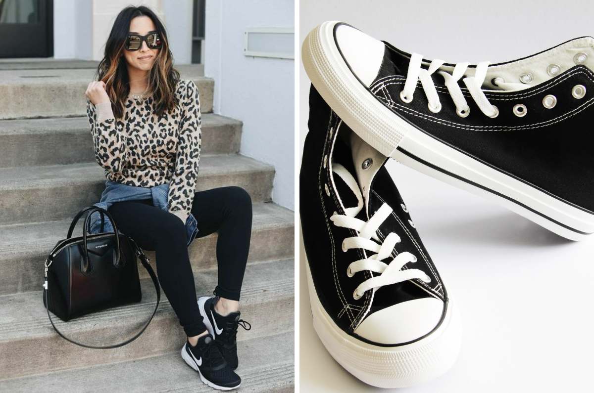 Outfits con tenis negros ideales para ir a trabajar y verte elegante