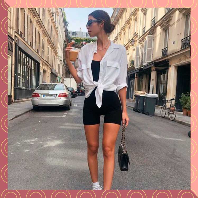 10 outfits con bike short para trabajar cómoda y fresca