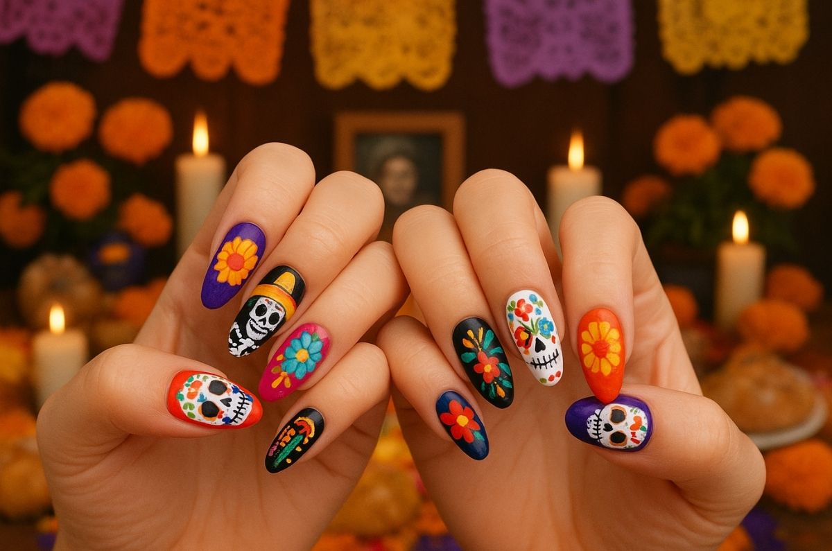 10 diseños de uñas inspiradas en catrinas para Día de Muertos