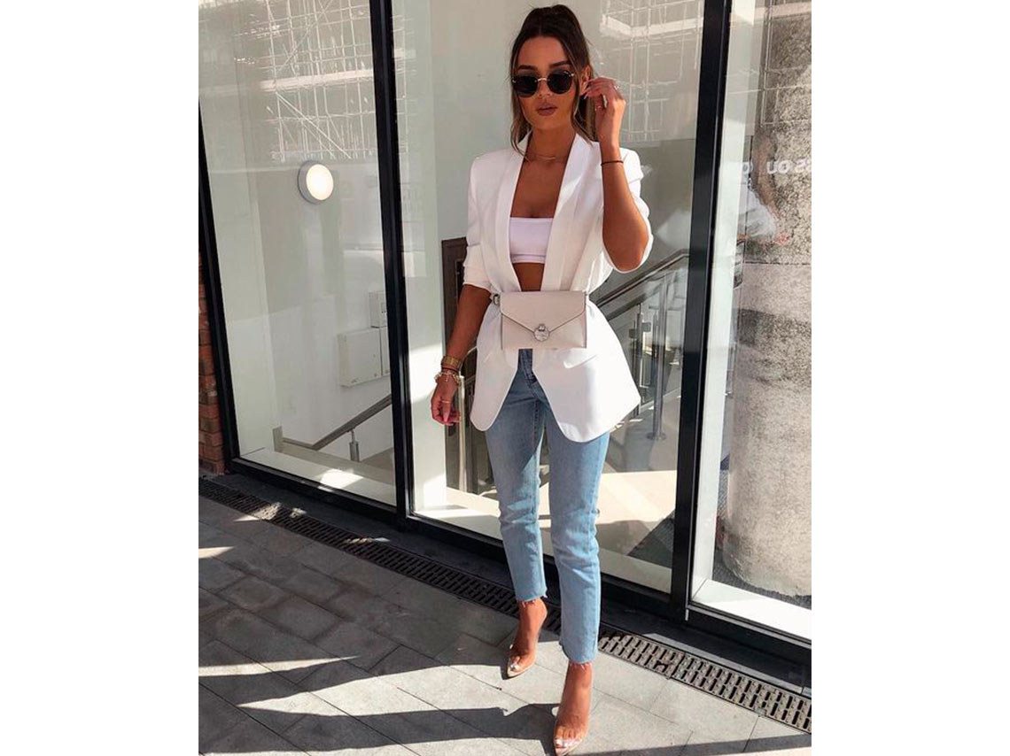 10 outfits con blazer blanco y jeans para la oficina