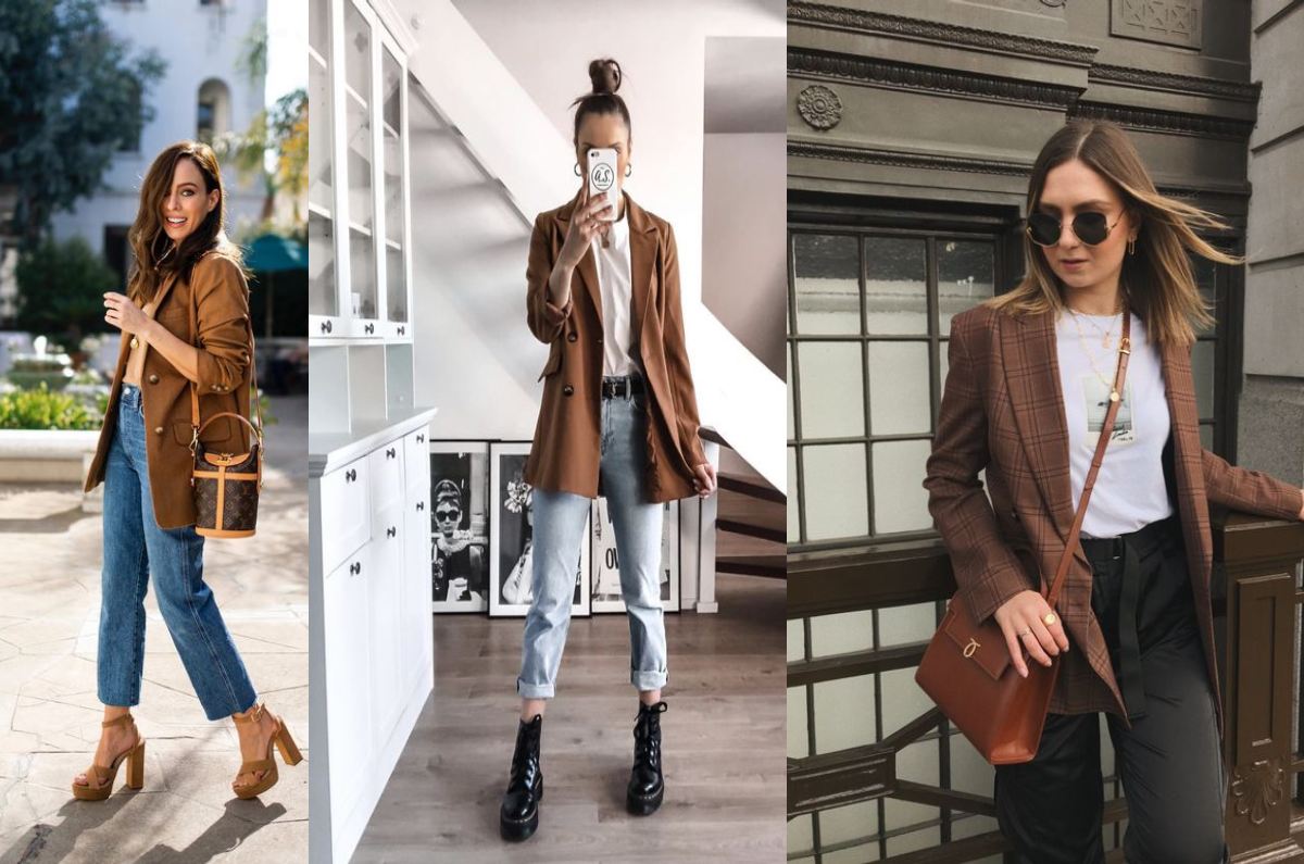 10 outfits con blazer café para usar en el trabajo este otoño