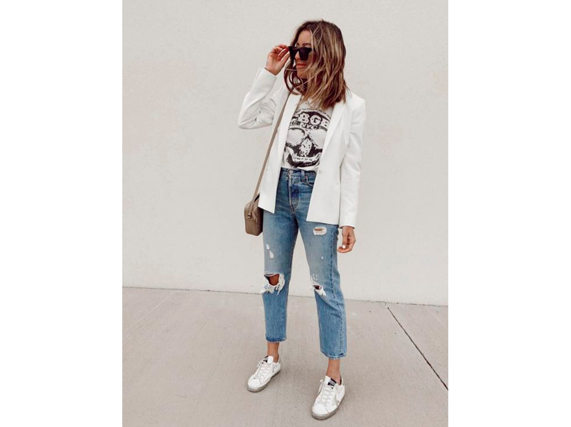 10 outfits con blazer blanco y jeans para la oficina