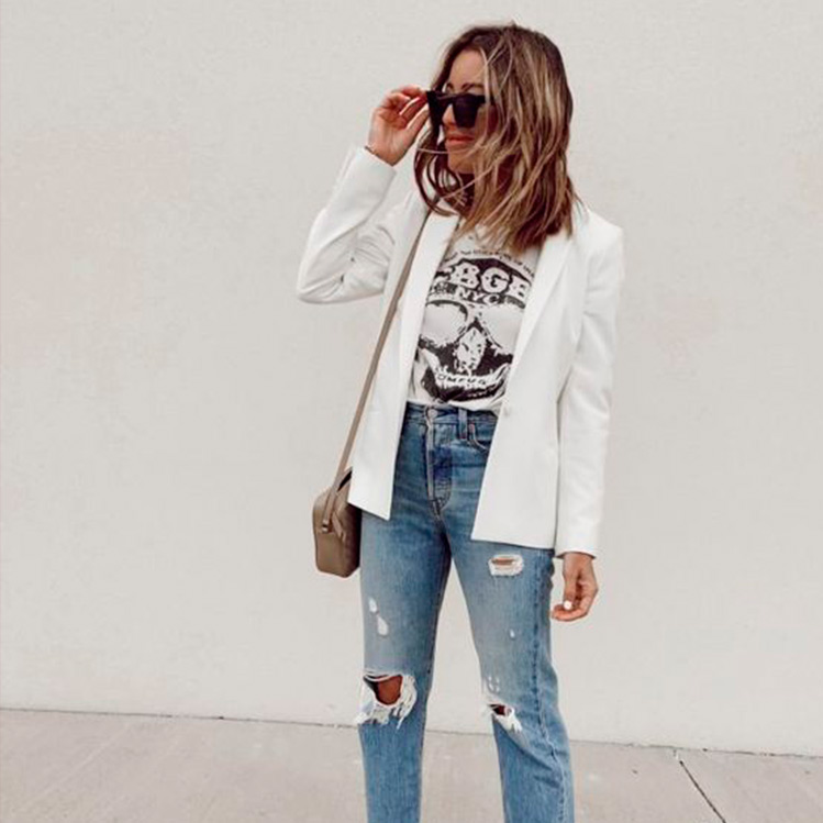 10 outfits con blazer blanco y jeans para la oficina | Mujer de 10