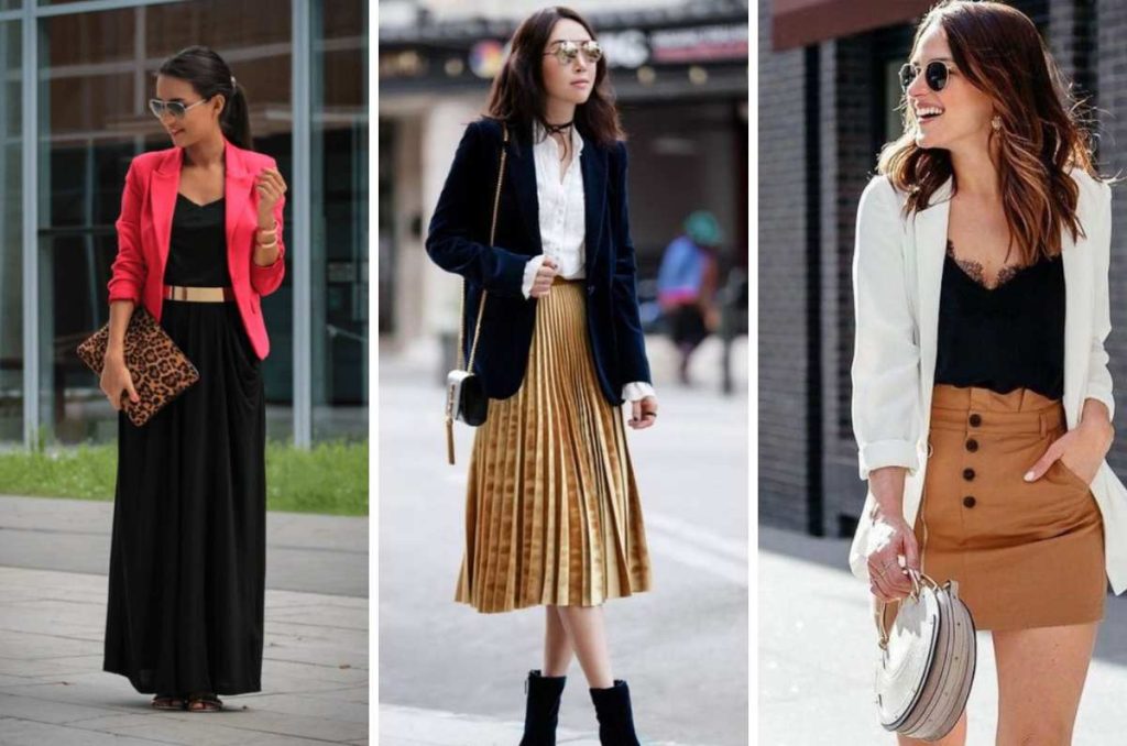 ideas de outfits con blazer y falda