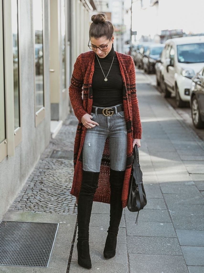 10 outfits cómodos con botas largas para ir a la oficina en invierno |  Mujer de 10