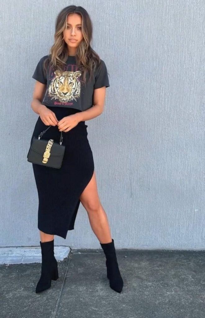 10 outfits con falda negra que alargarán tus piernas 3