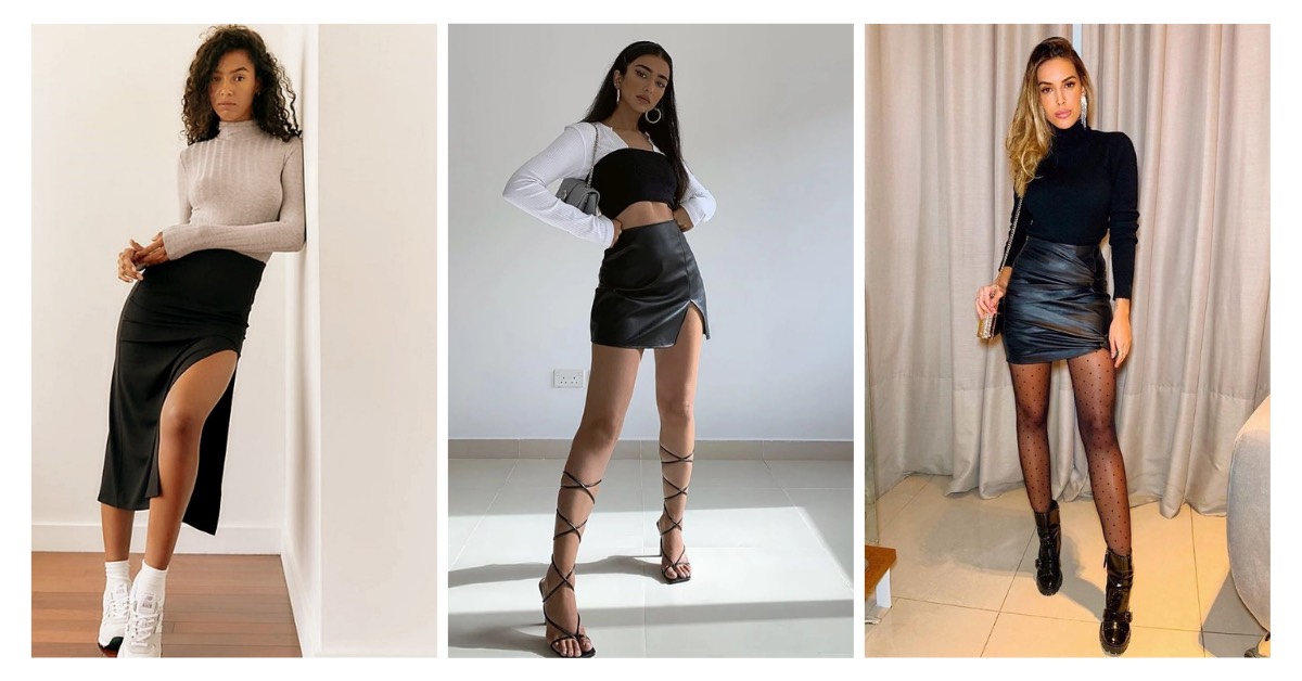 10 outfits con falda negra que alargarán tus piernas