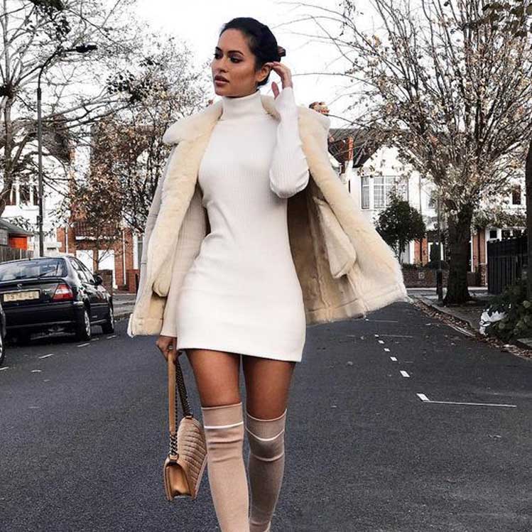 8 vestidos de invierno que podrás combinar con botas largas | Mujer de 10