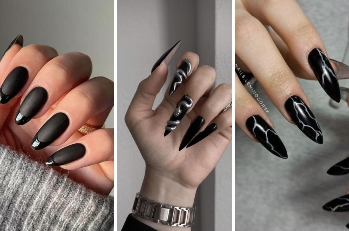 Uñas negras: ideas de diseños aesthetic para un manicure dark